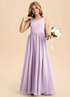 Azazie Hathaway Junior Robe Trapèze en Mousseline de soie Arc Frostiges Flieder image5