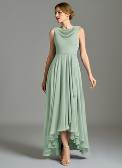 Azazie Wonderland Bridesmaid Dresses Agave A-Line Pleated Chiffon Dress image5