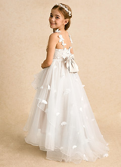 Azazie Darlina Robe Demoiselle D'honneur Fillette Robe Princesse en Tulle Dentelle Ivoire Albâtre Blanc image8