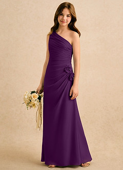 Azazie Sophie Girls Formal Jurken voor bloemenmeisjes Kolom Jurk van Chiffon One-Shoulder Druif image4