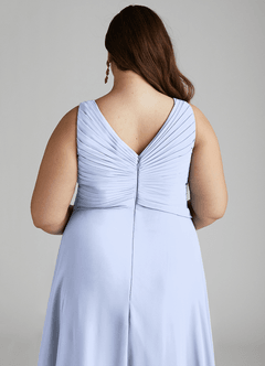 Azazie Flora Jurken voor bruidsmeisjes Jurk van Chiffon met A-Lijn Geplooid Ijs image14