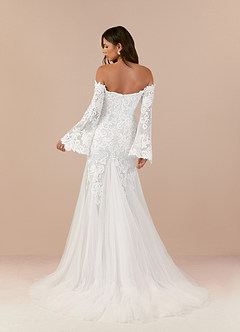 Azazie Arlette Wedding Dresses Diamond White Mermaid Sweetheart Sequins Tulle Dress image4