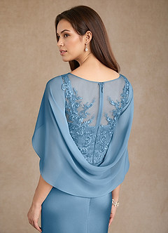 Azazie Hera Abiti per la Madre della Sposa Abito A-Line in Raso Elasticizzato Pizzo Blu Acciaio image6