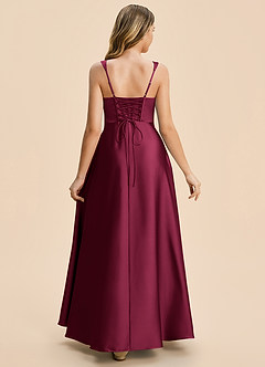 Azazie Azaria Junior A-Linie Plissee Stretch-Satin Kleid Burgund image2