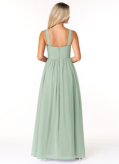 Azazie Elvira Bridesmaid Dresses Agave A-Line Pleated Chiffon Dress image2