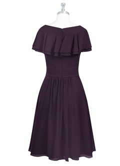 Azazie Hadley Modest Bridesmaid Dresses A-Line Pleated Chiffon Knee-Length Dress image9