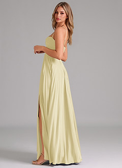 Azazie Akiko Bridesmaid Dresses Lemon Sorbet A-Line Sweetheart Neckline Stretch Satin Dress image7