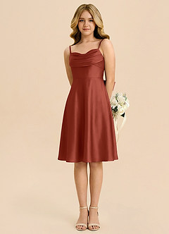 Azazie Bear Terracotta A-Line Sweetheart Neckline Stretch Satin Dress image5