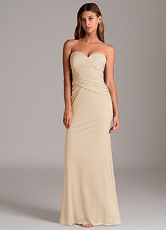 Azazie Katelyn Bridesmaid Dresses Champagne Sheath Strapless Mesh Convertible Dress image6