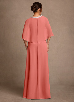 Azazie Winnifred Abiti per la Madre della Sposa Abito A-Line in Chiffon Perline Salmone Rosa image3