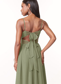 Azazie Zeya Brautjungfernkleider A-Linie V-Hals Gefaltet Chiffon Kleid Pistazie image2