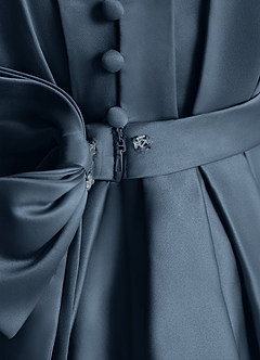Azazie Miriam Flower Girl Dresses Neptune Ball-Gown Pleated Matte Satin Dress image10