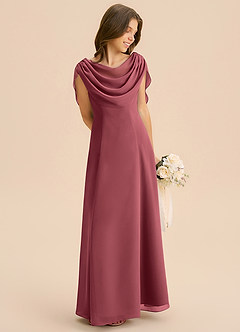 Azazie Lambie Junior Merlot A-Line Pleated Chiffon Dress image5