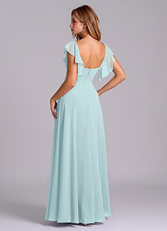 Azazie Leilani Bridesmaid Dresses Sea Glass A-Line Pleated Chiffon Dress image5