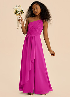 Azazie Skye Junior A-Linie Plissee Chiffon Kleid Fuchsia image3