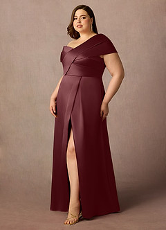 Azazie Marissa Mother of the Bride Dresses Cabernet A-Line Pleated Mikado Dress image10