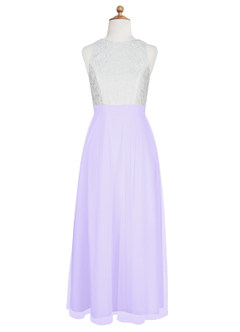 Azazie Albertine Junior Lilac A-Line Lace Chiffon Dress image7