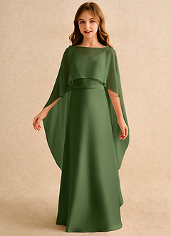 Azazie Fishie Girls Formal Flower Girl Dresses Olive A-Line Matte Satin Dress image5