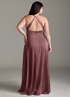 Azazie Davis Bridesmaid Dresses Vintage Mauve A-Line Pleated Stretch Satin Dress image8