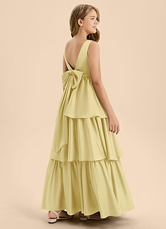 Azazie Meadowyn Junior Lemon Sorbet A-Line Bow Stretch Satin Dress image6