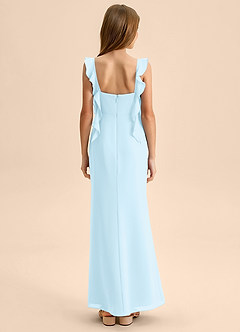 Azazie Jessamine Junior Vestido de Azul Cielo de Gasa de Corte Sirena con Escote de Corazón image2