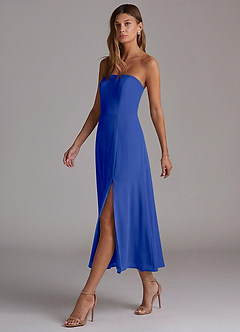 Azazie Wren Bridesmaid Dresses Royal Blue A-Line Strapless Chiffon Dress image3