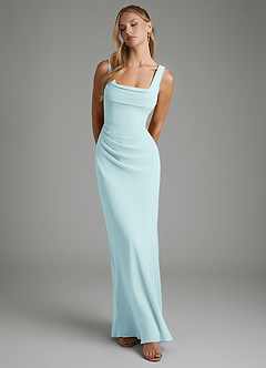 Azazie Asa Bridesmaid Dresses Sea Glass Sheath Corset Chiffon Dress image6