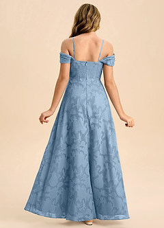 Azazie Anselie Junior Powder Blue A-Line Off the Shoulder Floral Burnout Dress image2