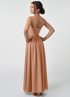 Azazie Keyla Junior Abito A-Line in Chiffon Plissettato Champagne Rosa image4
