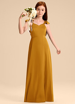 Azazie Everett Junior Klä av A-Line i Stretch Satin Rosett image5