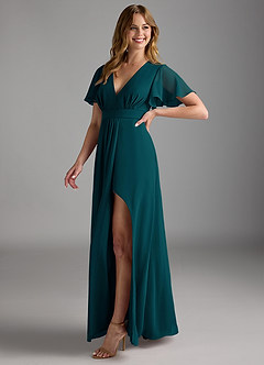 Azazie Zaniah Bridesmaid Dresses Pine A-Line Chiffon Dress image5
