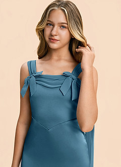 Azazie Chelsea Junior Bermuda Sheath Pleated Stretch Satin Dress image7