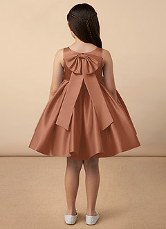 Azazie Bo Peep Final Sale Agave A-Line Bow Matte Satin Dress image4