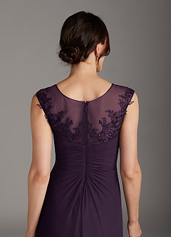 Azazie Endora Mother of the Bride Dresses Plum A-Line Scoop Lace Chiffon Dress image5