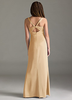 Azazie Mero Junior Gold Mermaid Pleated Stretch Satin Dress image5