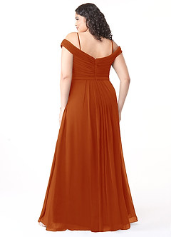 Azazie Audrianna Jurken voor bruidsmeisjes Converteerbaar Jurk van Chiffon met A-Lijn Off-the-shoulder verzameld Paprika image8