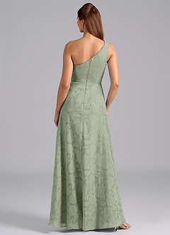 Azazie Brooke Bridesmaid Dresses Agave A-Line One Shoulder Floral Burnout Dress image2