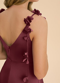 Azazie Gumdrop Junior Robe Empire en Satin extensible Plissée Merlot image6