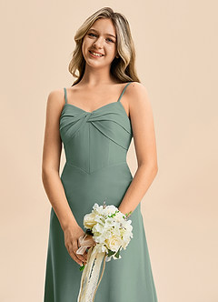 Azazie Jordyn Junior Klä av A-Line i Chiffong Älskling Halsringning image7