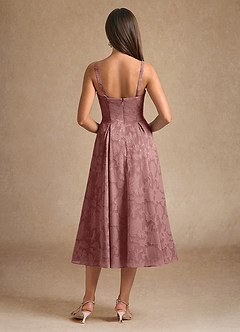 Azazie Lorain Abiti per la Madre della Sposa Abito A-Line in Burnout Floreale Plissettato Rosa Polverosa image8