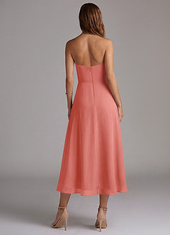 Azazie Wren Bridesmaid Dresses Salmon Pink A-Line Strapless Chiffon Dress image2