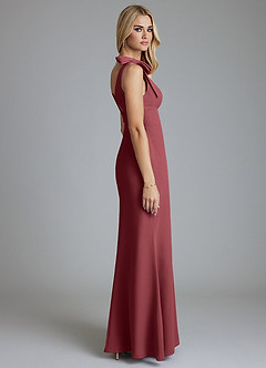 Azazie Taro Bridesmaid Dresses Merlot Sheath Bow Chiffon Dress image4