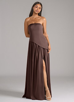 Azazie Adeline Bridesmaid Dresses Ganache A-Line Strapless Stretch Satin Convertible Dress image3
