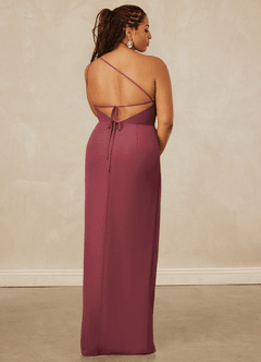 Christian Siriano Bridal for Azazie 1003 Bridesmaid Dresses Merlot Sheath One Shoulder Chiffon Dress image15