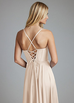 Azazie Alaia Suknie dla druhen Linia A Gorset Satyna elastyczna Do ziemi Sukienka image2