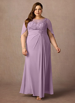Azazie Hera Abiti per la Madre della Sposa Abito A-Line in Chiffon in Pizzo con Mantellina Glicine image6