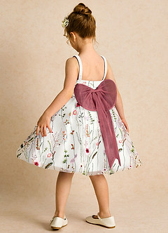 Azazie Peppa Flower Girl Dresses Ivory Merlot A-Line Sweetheart Neckline Tulle Dress image5