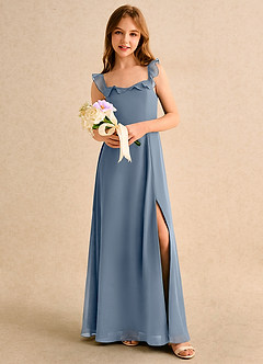 Azazie Chip Girls Formal Abiti da Ragazza di Fiori Abito A-Line in Chiffon Senza Maniche Crepuscolo image5