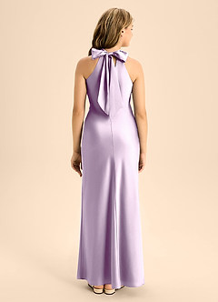 Azazie Doretta Junior Vestido de Lila Esmerilada de Satén Elástico de Corte En A con Plisado image2