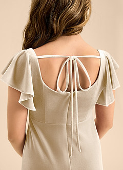 Azazie Bondi Junior Vestido de Champán de terciopelo de Corte en A con Lazo image6